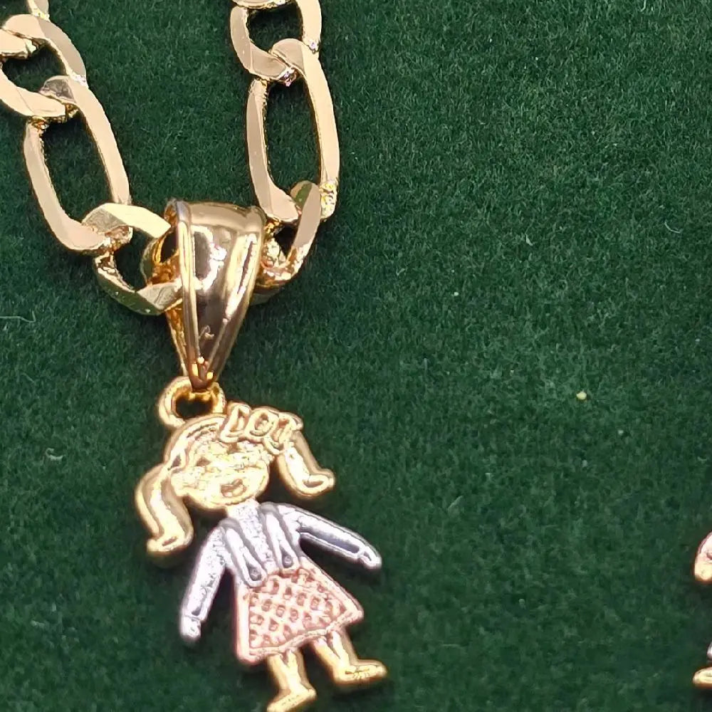 Female Mom's Pendant Necklace with 22" GP Chain, Children & Grandchildren Boy & Girl Charms, Valentine Gifts for Mom, Chain Jewelry