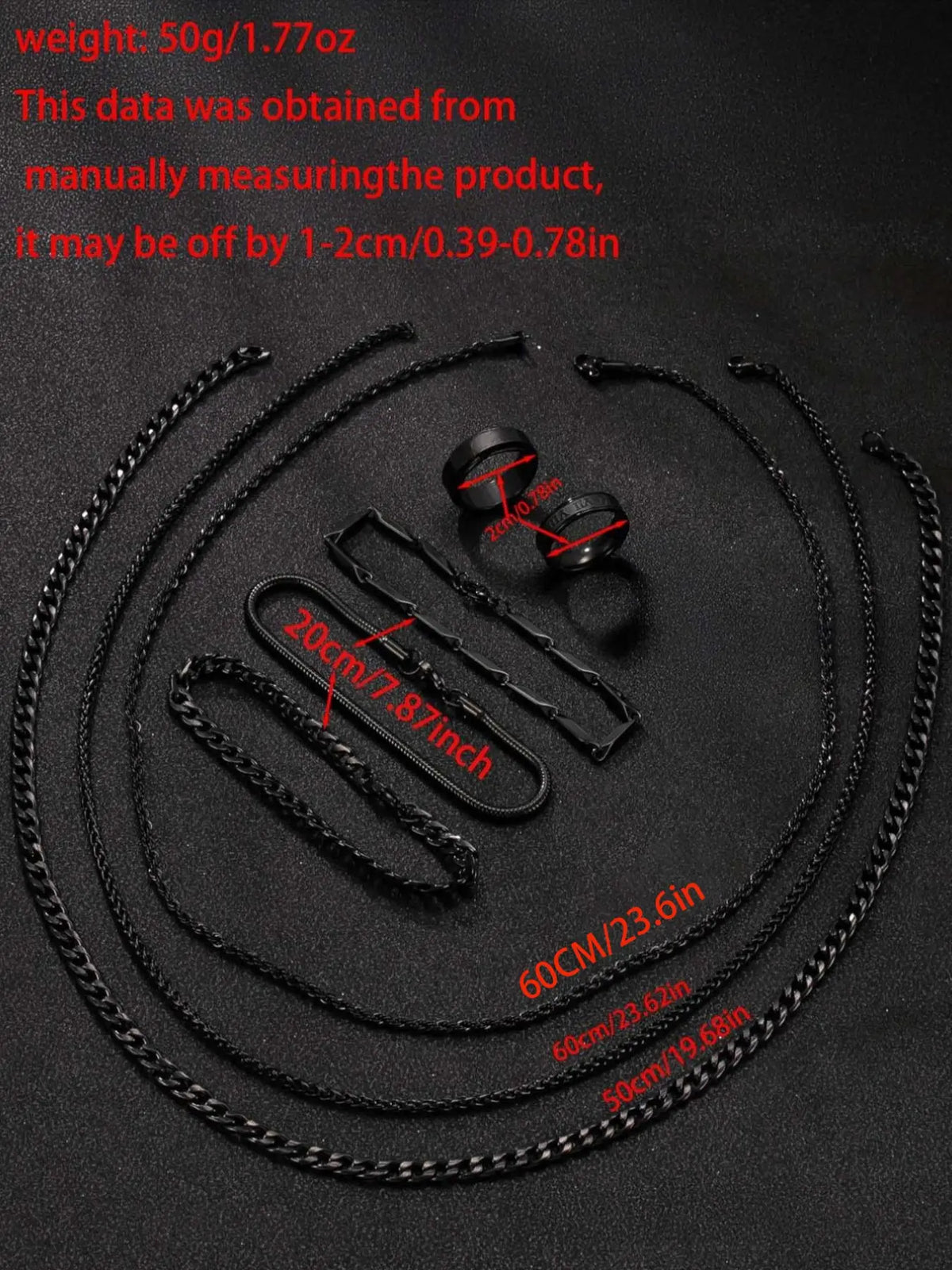 Men's Cuban Link Necklace & Ring Set, Stainless Steel Material, Cuban Link Design, Hip-Hop Street Style Accessory for All Seasons, Cuban Link Chain, Ideal Gift for Boyfriend and Friends