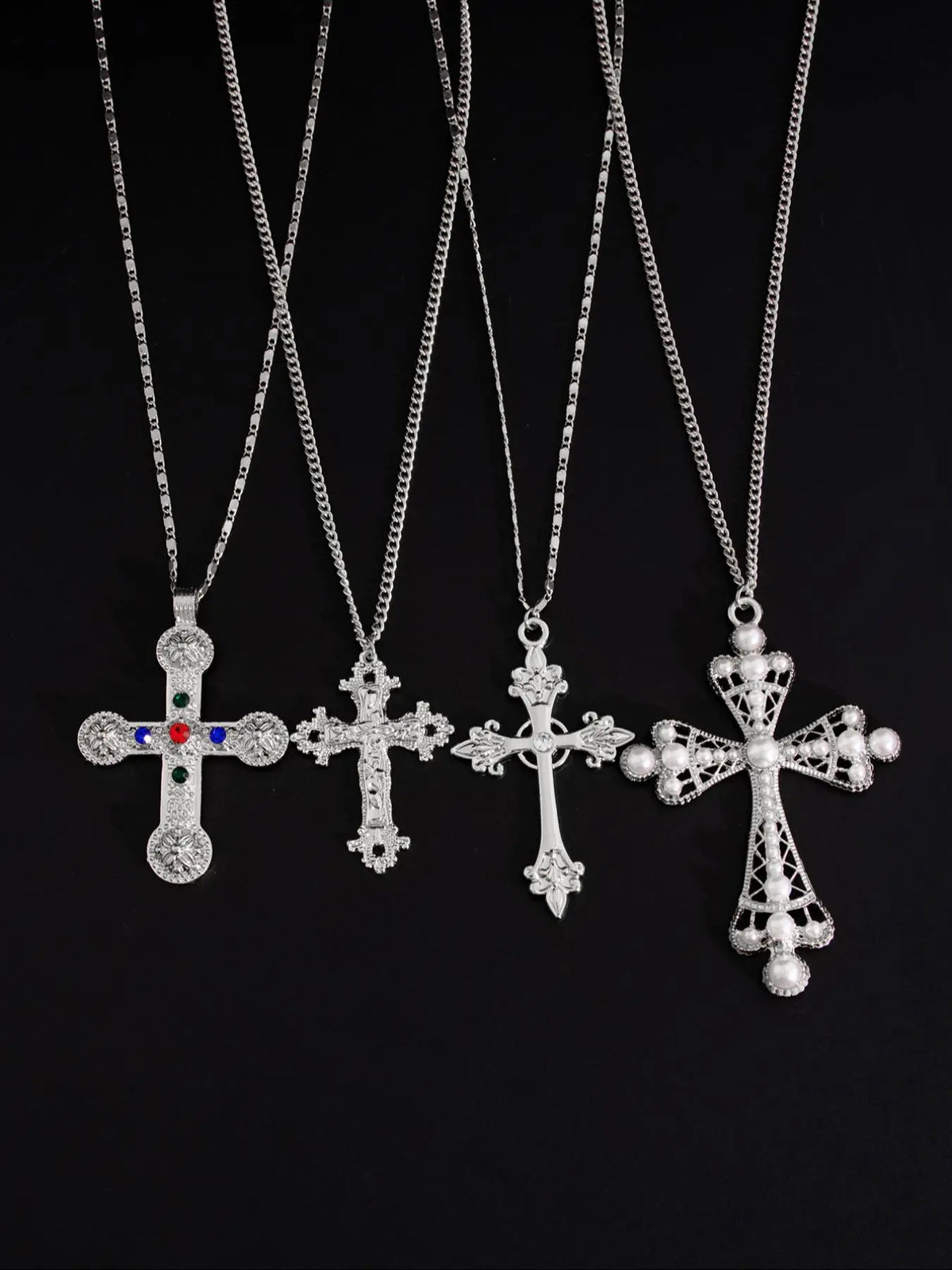 Vintage Punk Cross Pendant Necklace, Cross Chain Design, Fashion Jewelry for Party, Daily Clothing Decor, Trendy All-match & Exquisite Jewelry for Birthday Gift, Punk Style Necklace