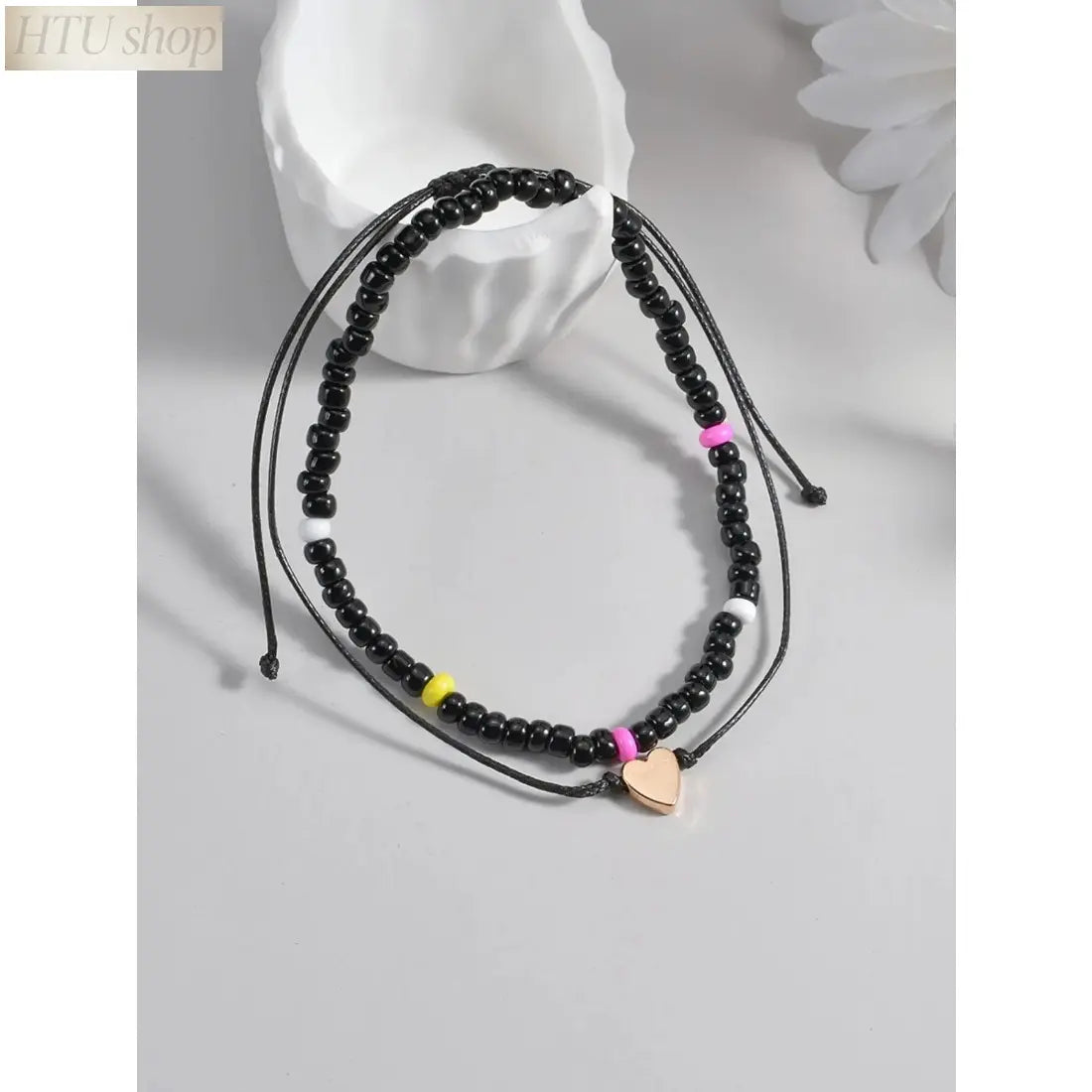 Women's Elastic Leather Anklets - Foot Jewelry with Elegant Heart Charm, One Size Fits All Fashion Accessories for Everyday Wear and Parties,sohochic