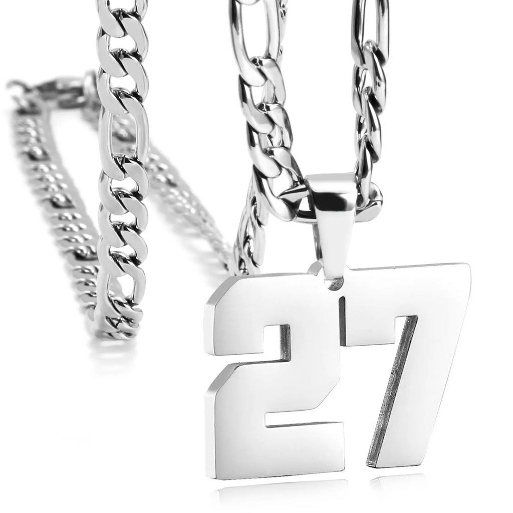 CaptainSteeL Personalized Number Pendant Necklaces for Men - 24in Stainless Steel Chains, Sports Team Inspiration Jewelry Gift, Men's Accessories, Football Drip Accessories, Mens Gifts, Waterproof Wear,sohochic