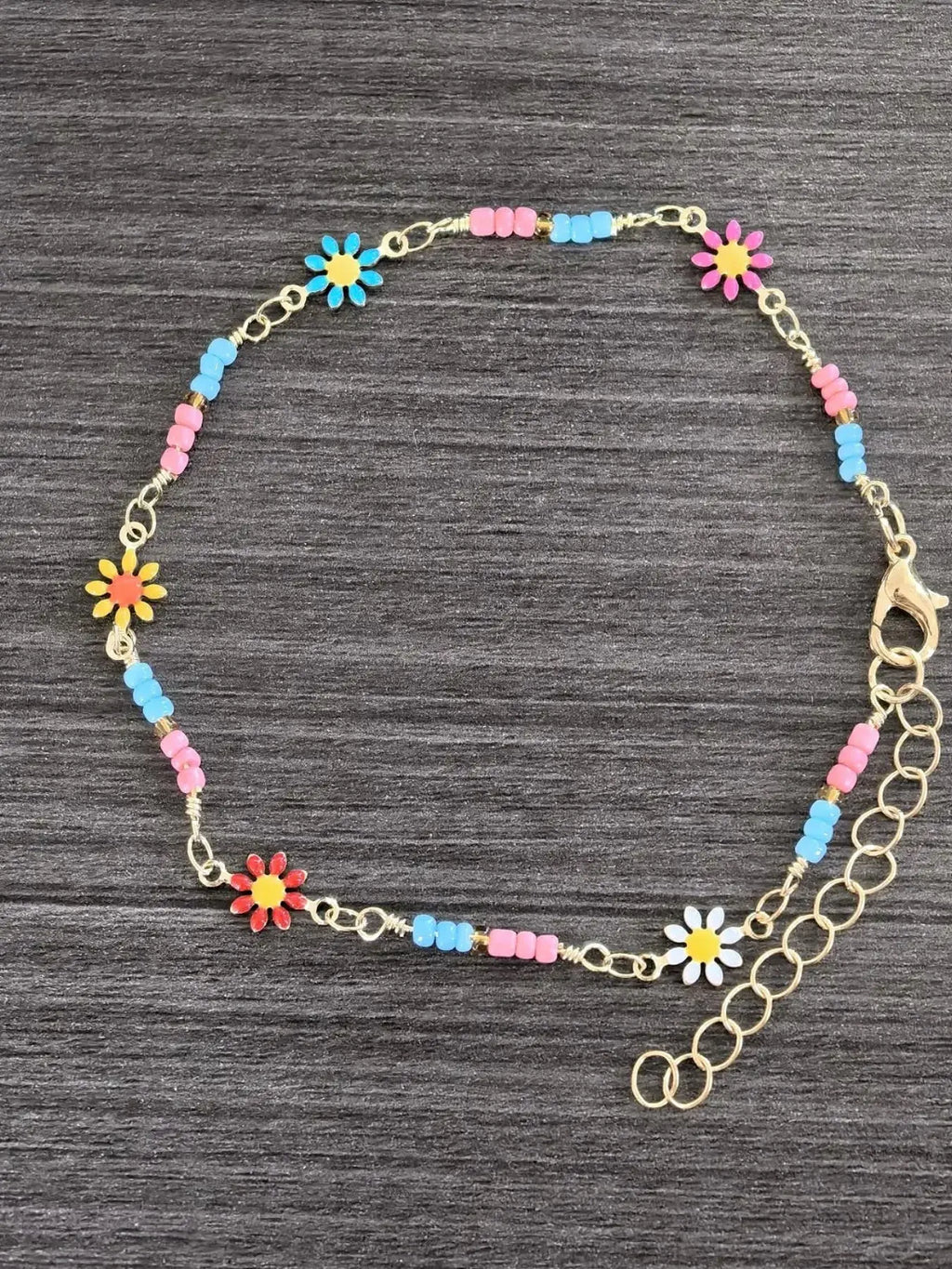 Boho Style Colorful Daisy Pendant Anklet, Trendy Jewelry, Adjustable Design, Women/Girls Beach Vacation Party Daily Wear, All-Season Gift, Jewelry Accessories, Trendy Fashionable Accessories