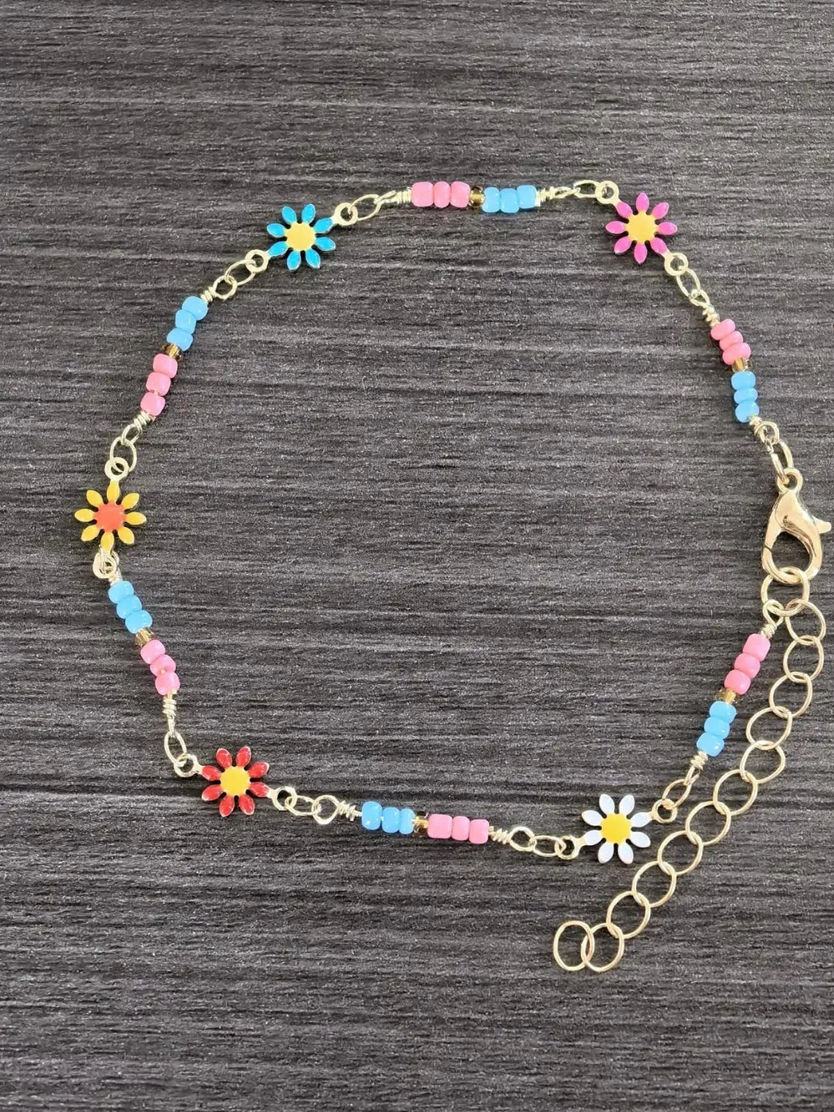 Boho Style Colorful Daisy Pendant Anklet, Trendy Jewelry, Adjustable Design, Women/Girls Beach Vacation Party Daily Wear, All-Season Gift, Jewelry Accessories, Trendy Fashionable Accessories