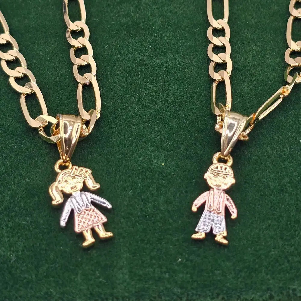 Female Mom's Pendant Necklace with 22" GP Chain, Children & Grandchildren Boy & Girl Charms, Valentine Gifts for Mom, Chain Jewelry