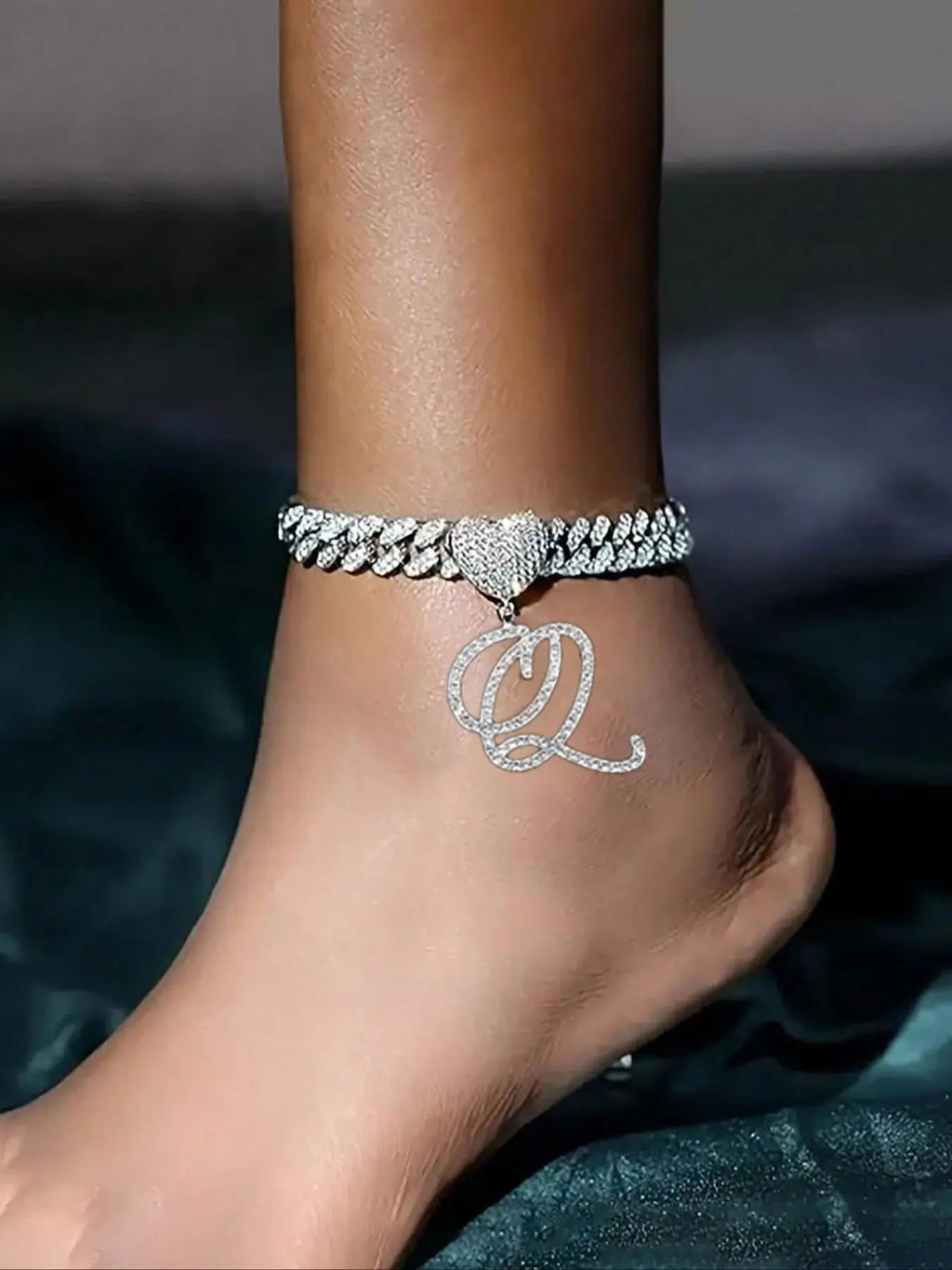 Rhinestone Heart Pendant Anklet, Adjustable Anklet, Fashionable Jewelry Accessories for Women & Girls, Trendy All-match & Exquisite Jewelry for Birthday Gift, Fashion Chic Accessories, Trendy Jewellery Accessories, Foot Jewelry