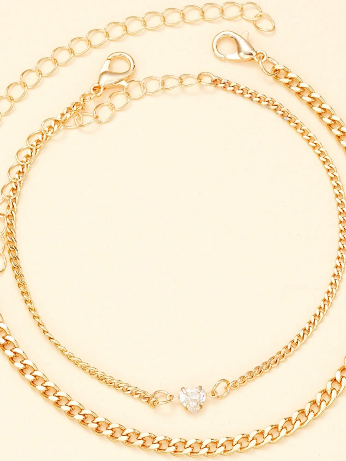 2-Piece Cuban Chain Anklet Set for Women, Minimalist Stainless Steel Zirconia Ankle Bracelets Foot Jewelry for Parties & Gifts, Trendy Jewelry