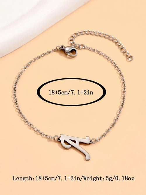 1 Piece Women's Elegant 26 Letter Charm Anklet, Minimalist Trendy for Women & Girls, Fashionable Stainless Steel Foot Jewelry for Summer Beach Outfits Decoration, Trendy Jewellery Accessories, Fashionable Accessory