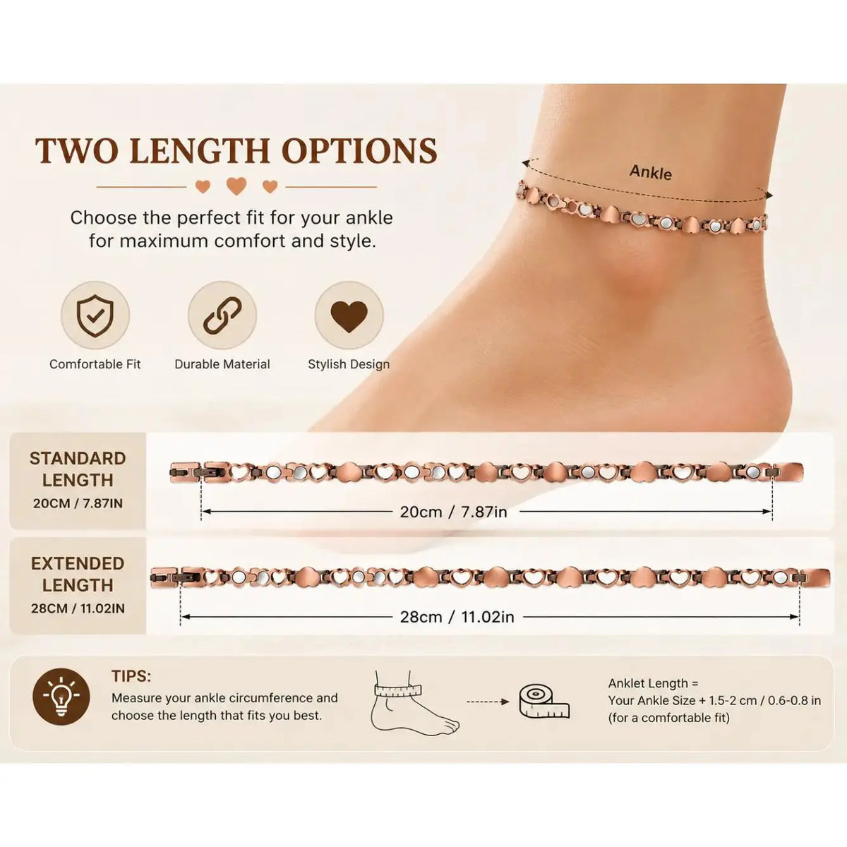 Magnetic Copper Anklets for  Copper Ankle Bracelet for  99.99% Pure Copper with Magnets for Feet & Ankles (X Shape)   Trendy  Accessories everyday women inspirational christmas gift junk fashionable elegant hypoallergenic fashion  gift men metal jewelry
