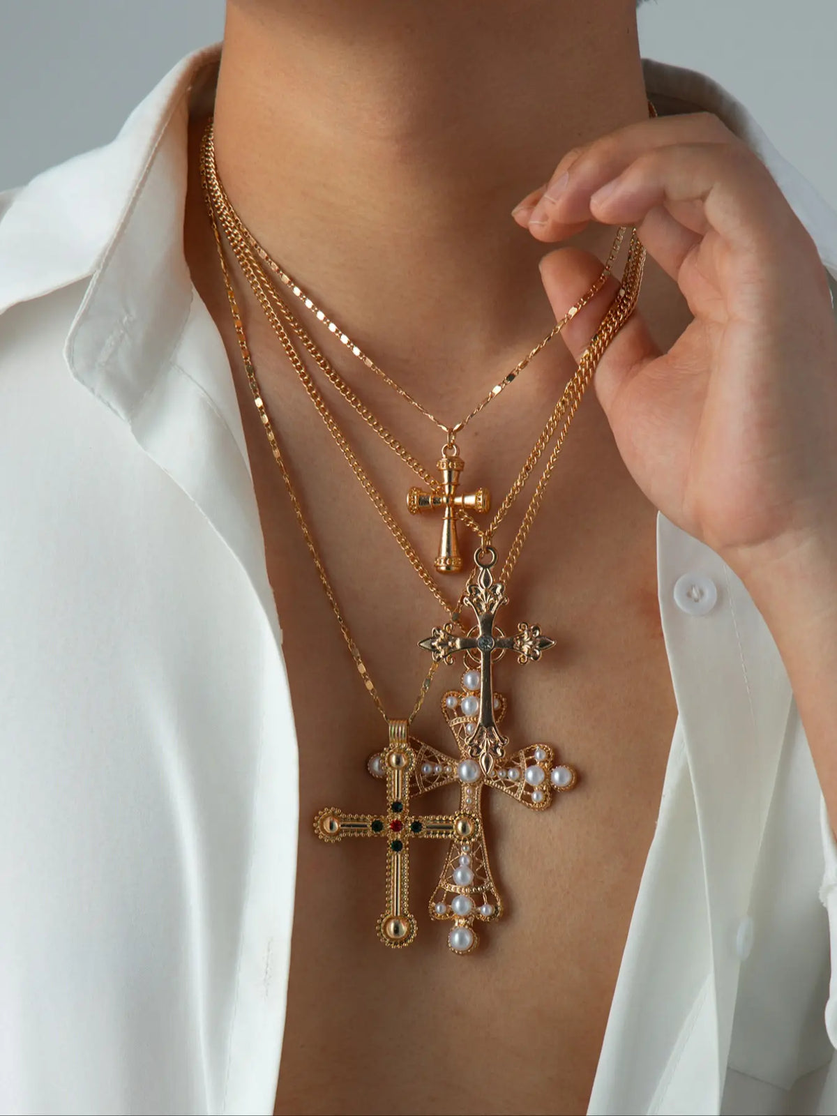 Vintage Punk Cross Pendant Necklace, Cross Chain Design, Fashion Jewelry for Party, Daily Clothing Decor, Trendy All-match & Exquisite Jewelry for Birthday Gift, Punk Style Necklace