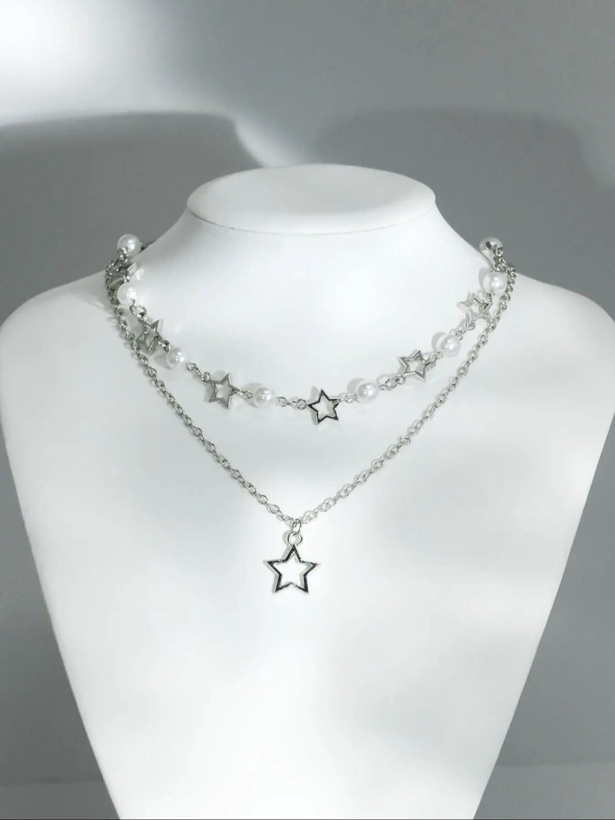 Star & Faux Pearl Decor Pendant, Chains Jewelry, Beaded Necklace for Party, Daily Decor, Birthday Gift, Fall 2024 Costume Jewelry Necklace, Costume Necklaces