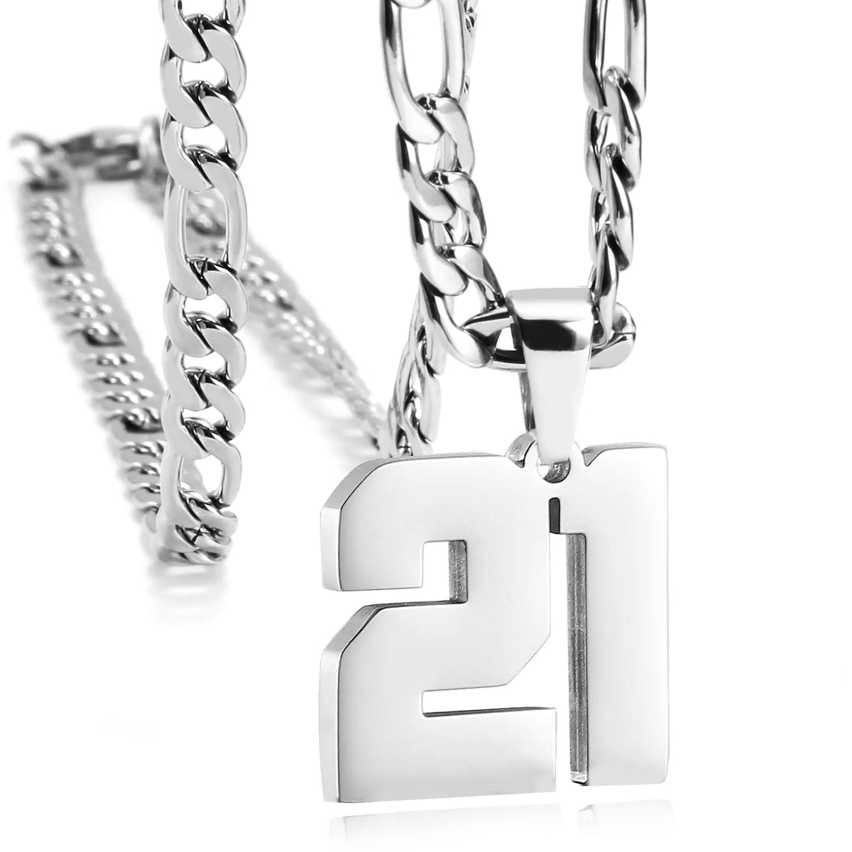 CaptainSteeL Personalized Number Pendant Necklaces for Men - 24in Stainless Steel Chains, Sports Team Inspiration Jewelry Gift, Men's Accessories, Football Drip Accessories, Mens Gifts, Waterproof Wear,sohochic