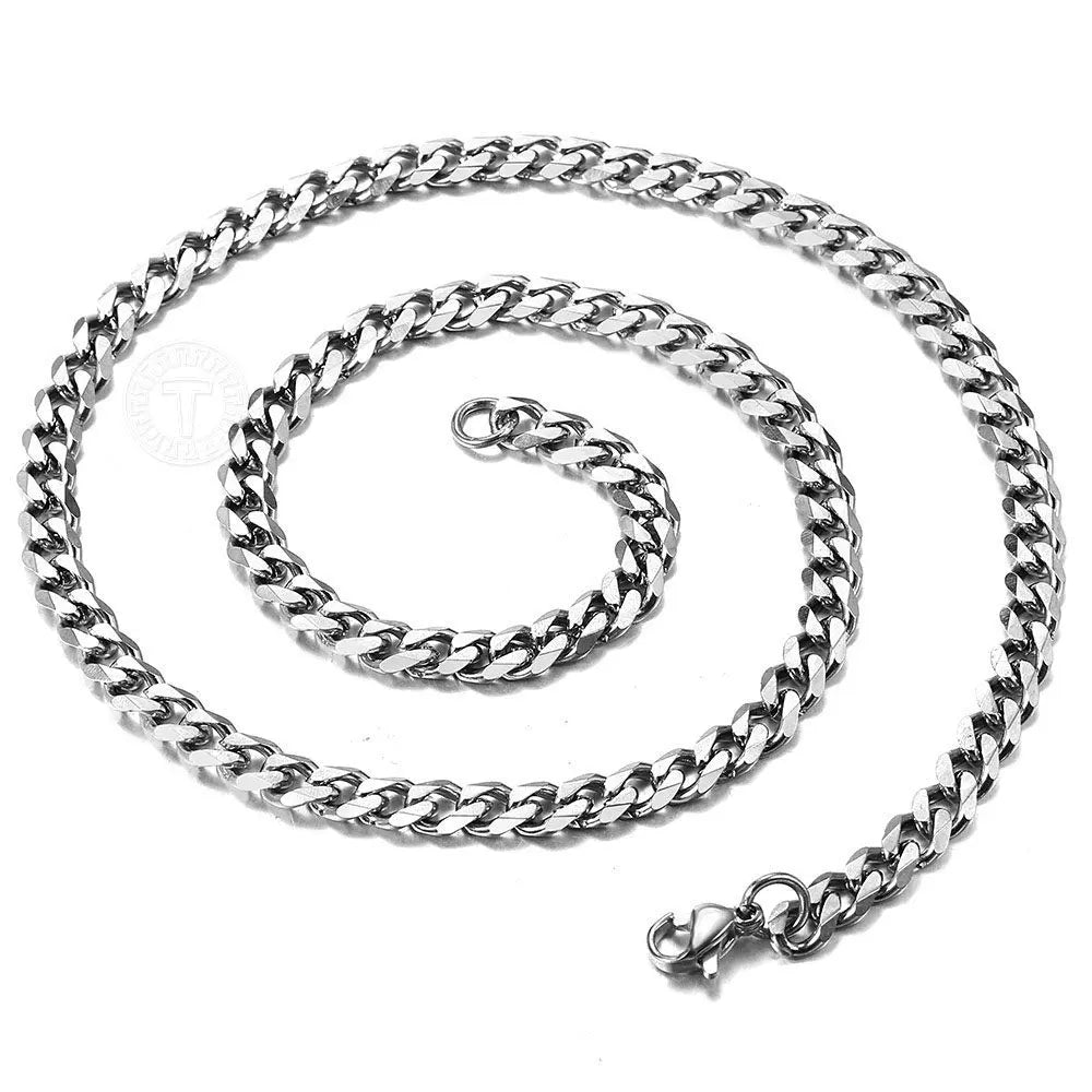3/5/7/9/11mm Hermah Men's Curb Chain Necklace Choker Silver/Gold Color Stainless Steel Cuban Link Jewelry for Male Female Valentine Gift