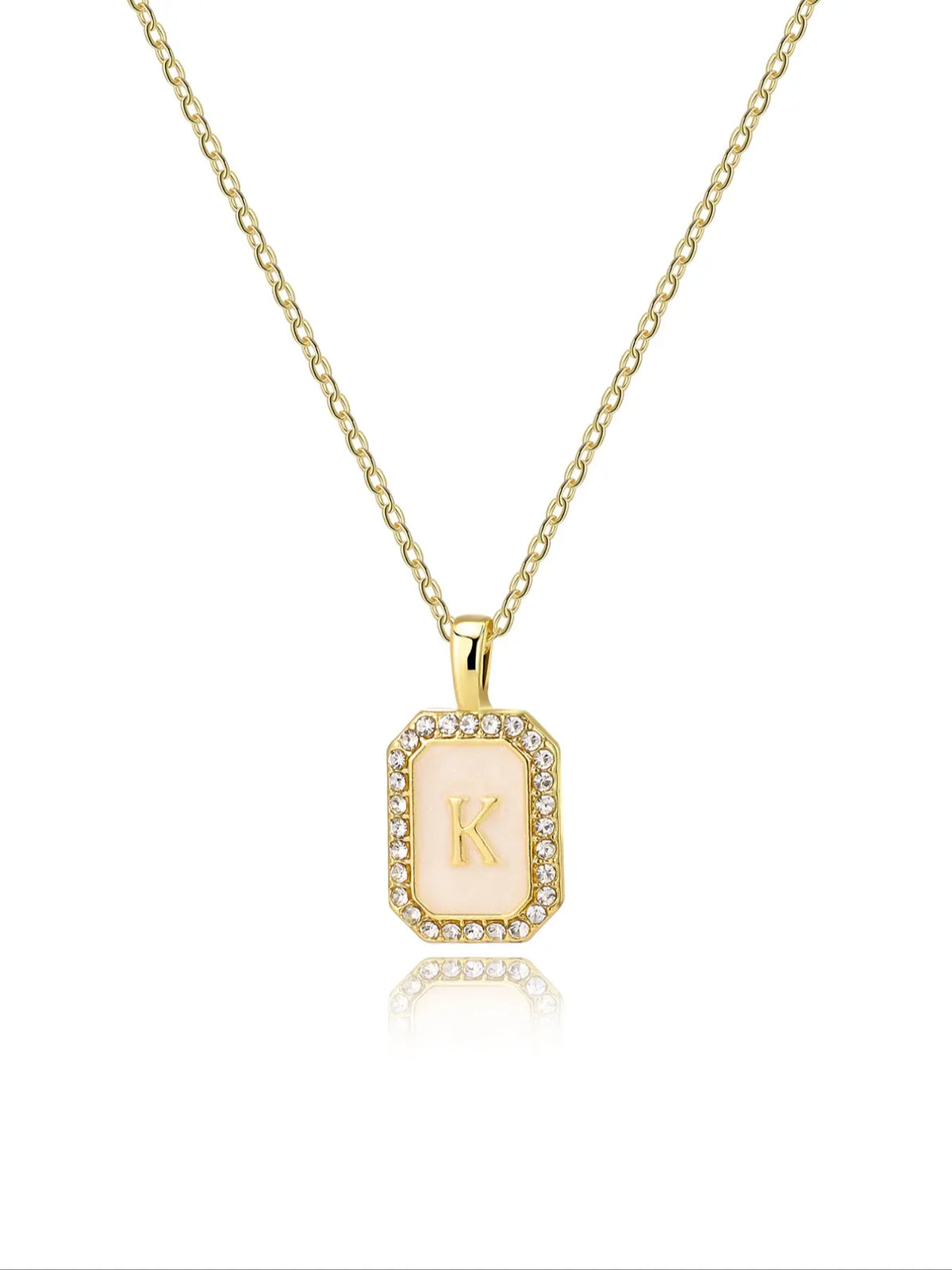 Personalized A-Z Letter Pendant Necklace for Women, Square Rhinestone Inlay, Vintage Glamorous Fashion Jewelry Gift for Her, Elegant Rhinestone Necklace, Initial Letter Necklace, Custom Initial Necklace, Alphabet Necklace