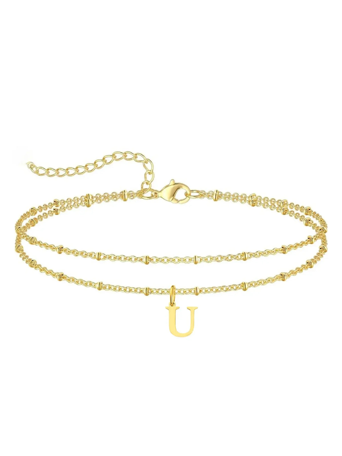 Letter A Design Anklet for Women, Fashion Jewelry for Party, Daily Clothing Decor, Jewelry for Birthday Gift, Personalized Jewelry Gift, Adjustable Anklet, Initial Anklet, Trendy Jewelry
