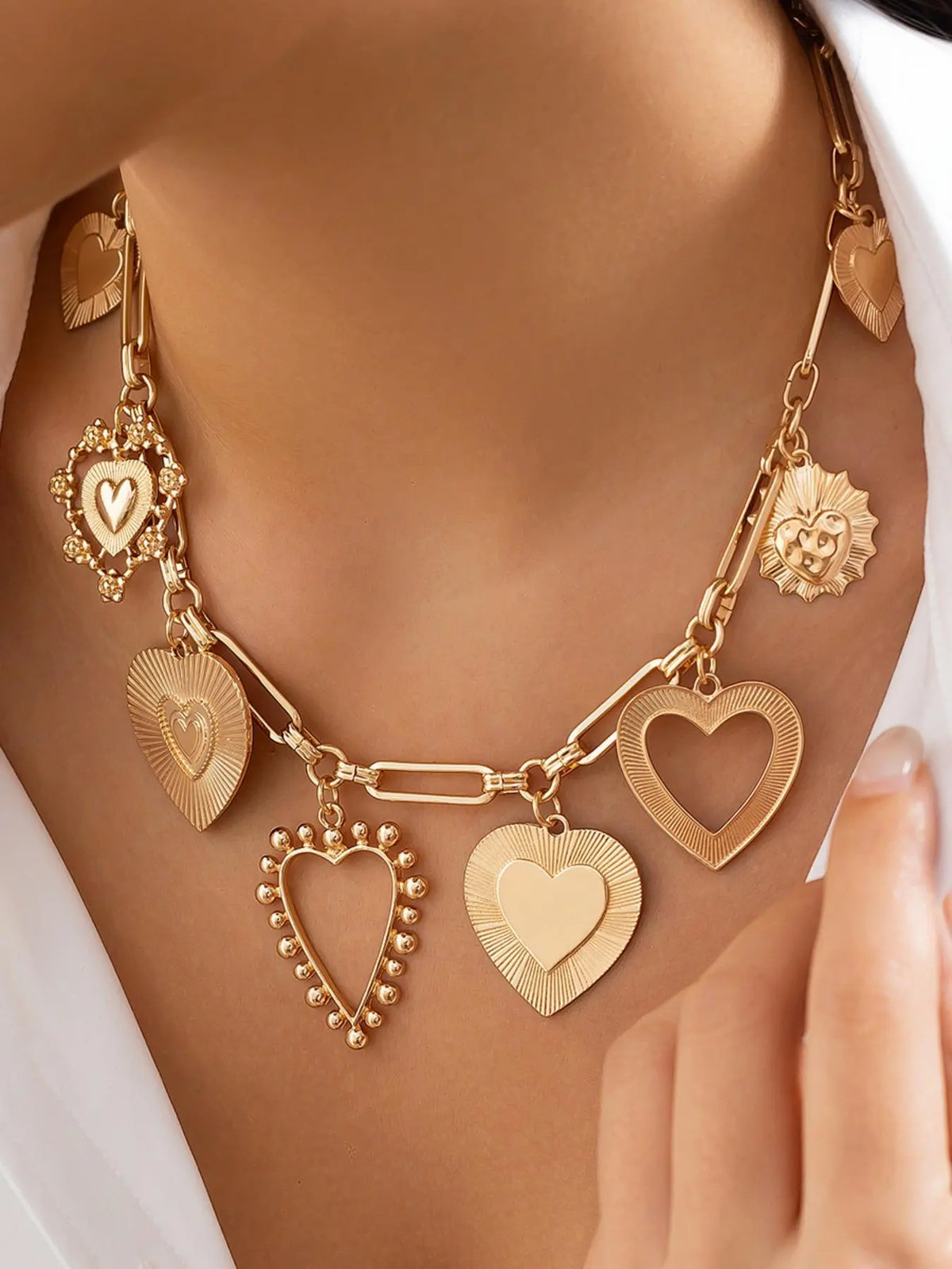 Party Style Heart Design Pendant Necklace, Chain Heart Pendant, Fashion Jewelry for Party, Daily Clothing Decor, Trendy All-match & Exquisite Jewelry for Birthday Gift