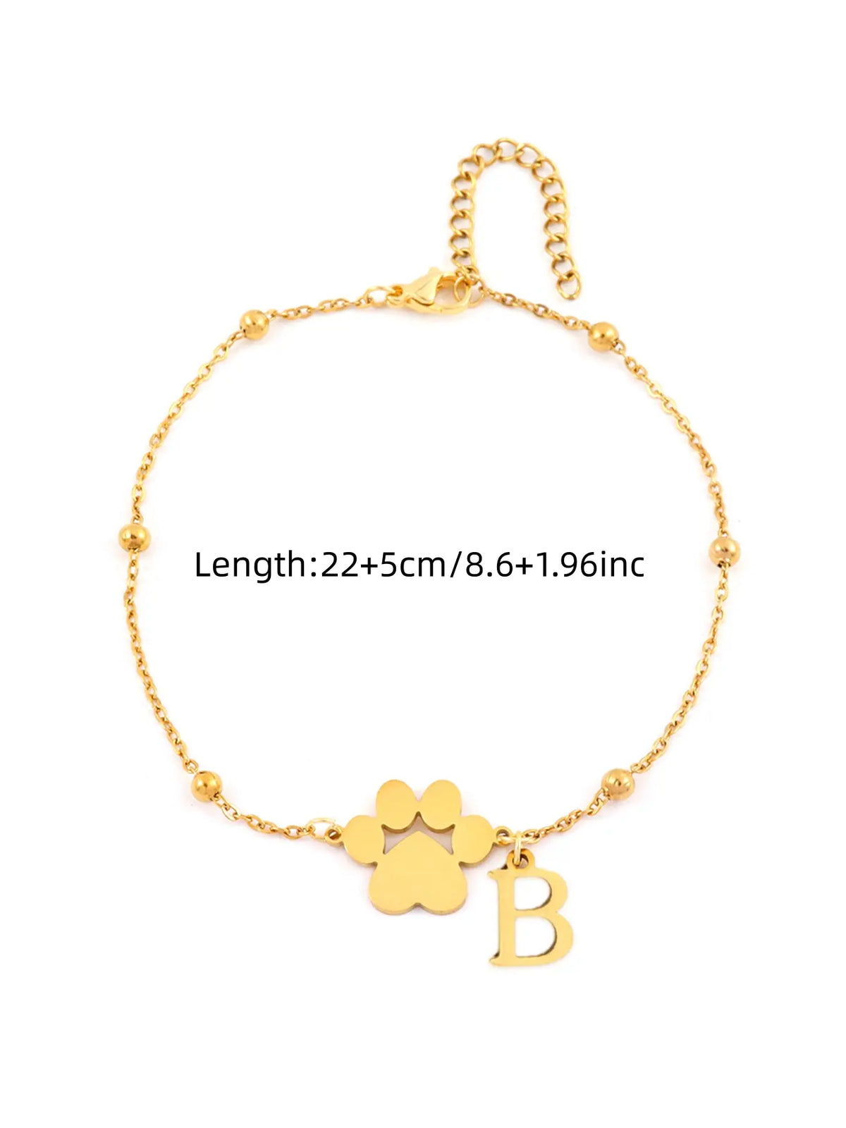 Women's Stainless Steel Anklet, Cute Letter Dog Paw Print Design, All Seasons Fashion Jewelry for Women, Initial Anklet