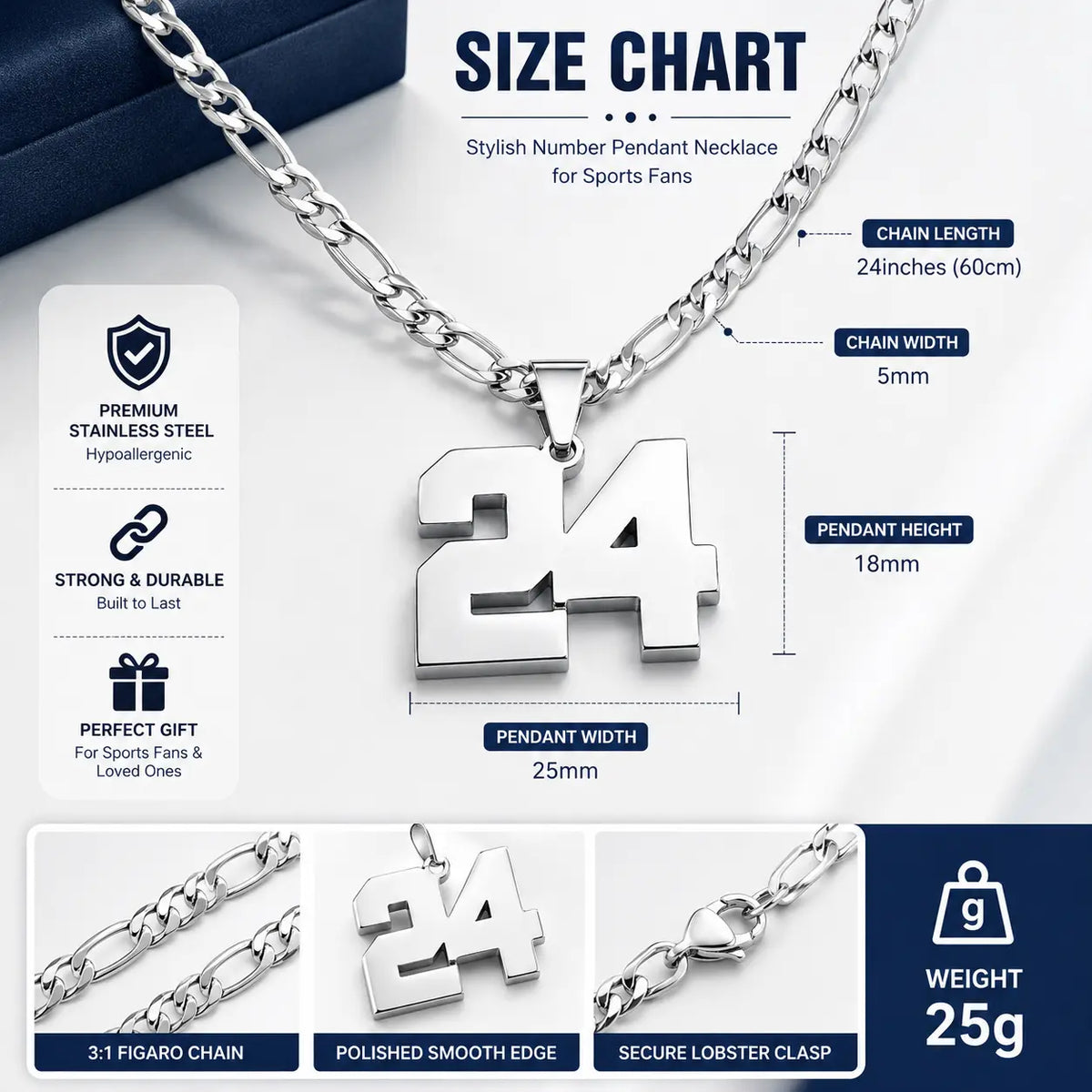 CaptainSteeL Personalized Number Pendant Necklaces for Men - 24in Stainless Steel Chains, Sports Team Inspiration Jewelry Gift, Men's Accessories, Football Drip Accessories, Mens Gifts, Waterproof Wear,sohochic