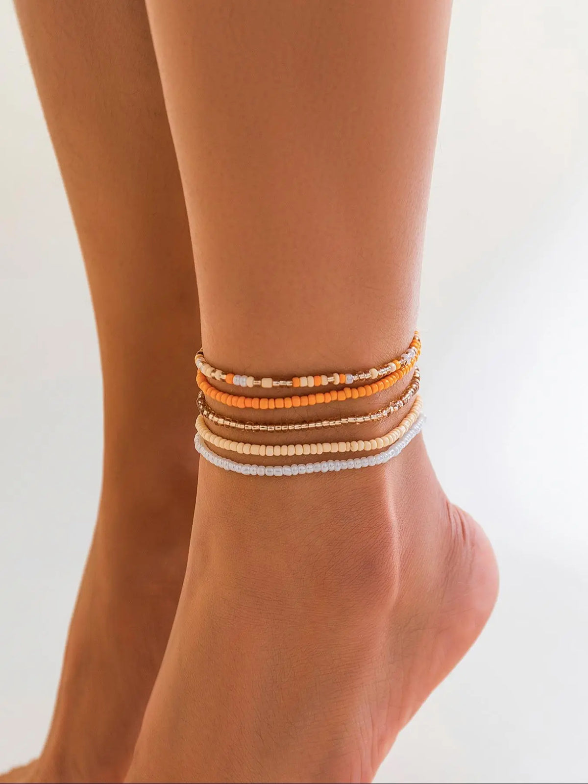 Boho Chic Beaded Colorful Layered Anklet Foot Jewelry for Women & Girls, Teenage Girl Jewellery Accessories, Gifts for Girlfriend, Fashion Decoration Jewelry for Party and Daily Wear