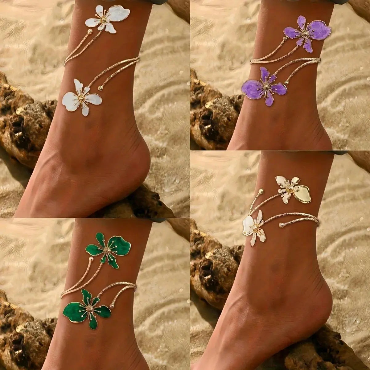 Women's Adjustable Single Enamel Anklet - Geometric Line 3D Enamel Detail, Casual Female Costume Jewelry for Party, Vacation, Ideal Gift Accessory