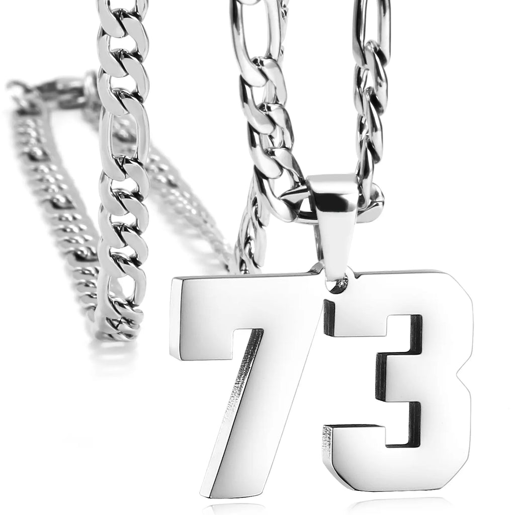 CaptainSteeL Personalized Number Pendant Necklaces for Men - 24in Stainless Steel Chains, Sports Team Inspiration Jewelry Gift, Men's Accessories, Football Drip Accessories, Mens Gifts, Waterproof Wear,sohochic