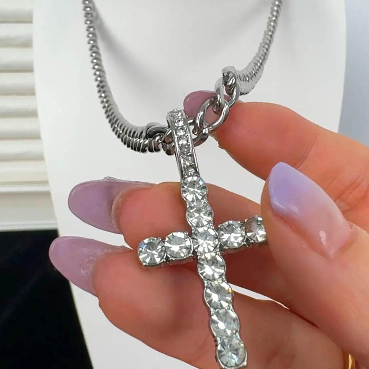 Men's Stainless Steel Double Cuban Link Chain Necklace - Iced Out Chunky Chain Jewelry, Double Layer Cross Clavicle Ornament, Hip-Hop Style Concert Accessory with High Quality Look