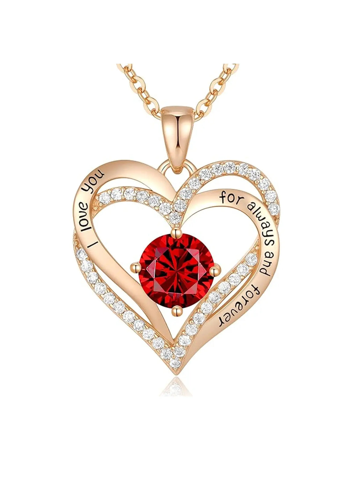 Mother's Day Gift Rose Flower Gift Box Set with Birthstone Heart Necklace, Love Heart Necklace, Perfect for Mom Daughter Girlfriend Wife Birthday Christmas Valentine's Day Exquisite Chain Jewelry, Stainless Steel Necklaces, Modern Versatile Accessories