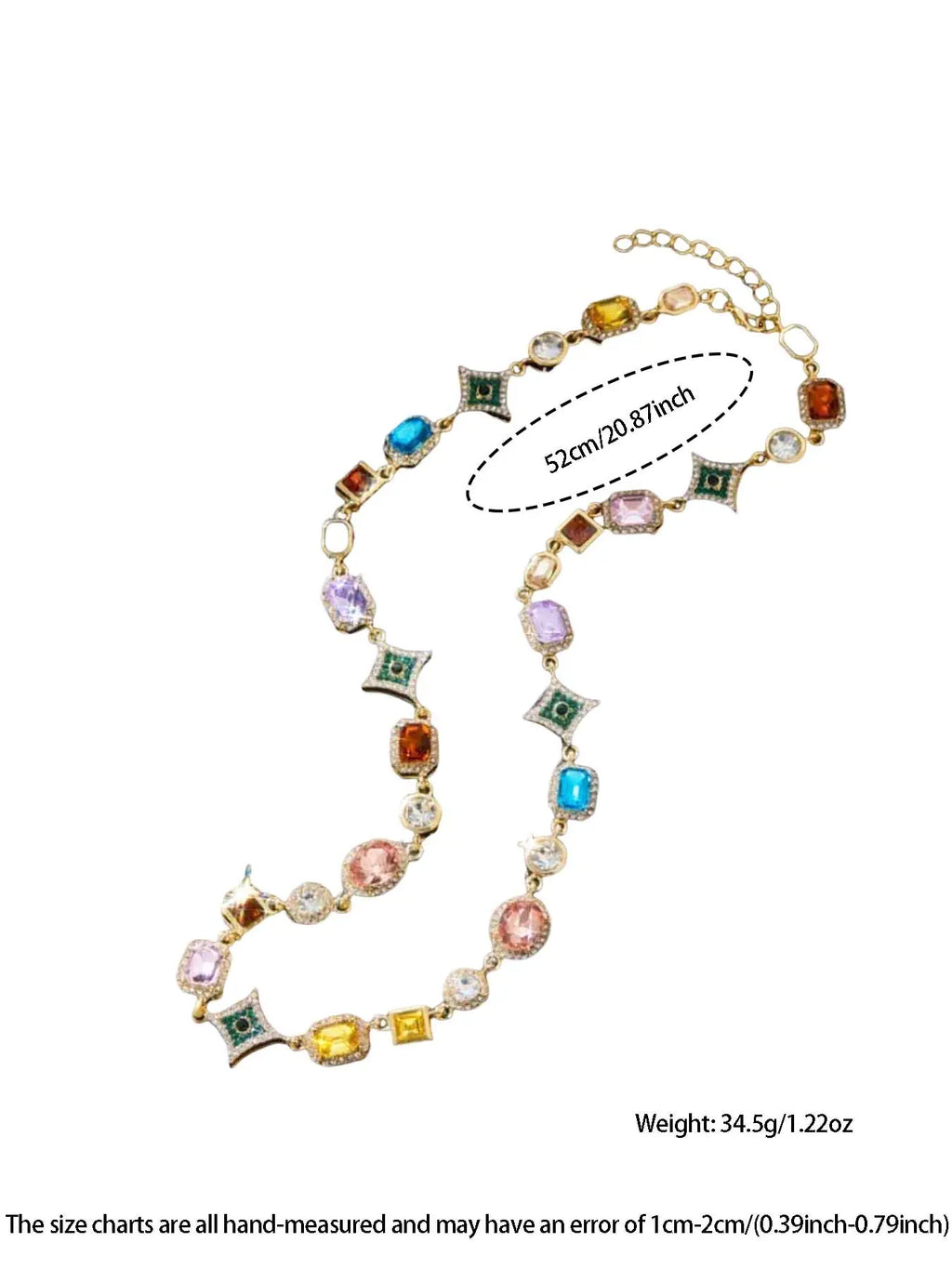 Hip-Hop Colorful Geometric Rhinestone Necklace, Fashion Unisex Street Style Jewelry for Music Festivals & Parties, High End, Fashion Jewelry Accessories, Stylish Fashion Accessory