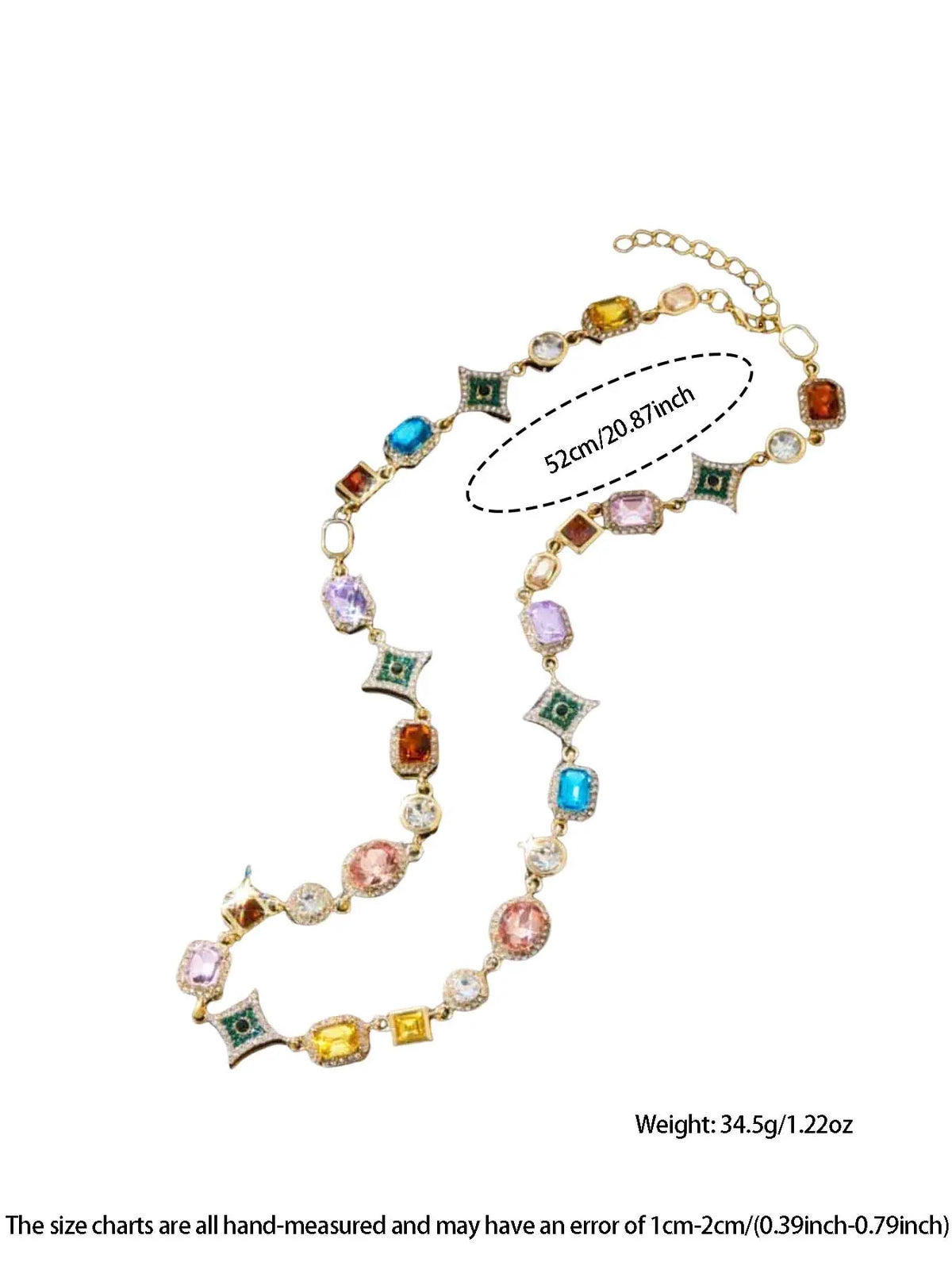 Hip-Hop Colorful Geometric Rhinestone Necklace, Fashion Unisex Street Style Jewelry for Music Festivals & Parties, High End, Fashion Jewelry Accessories, Stylish Fashion Accessory