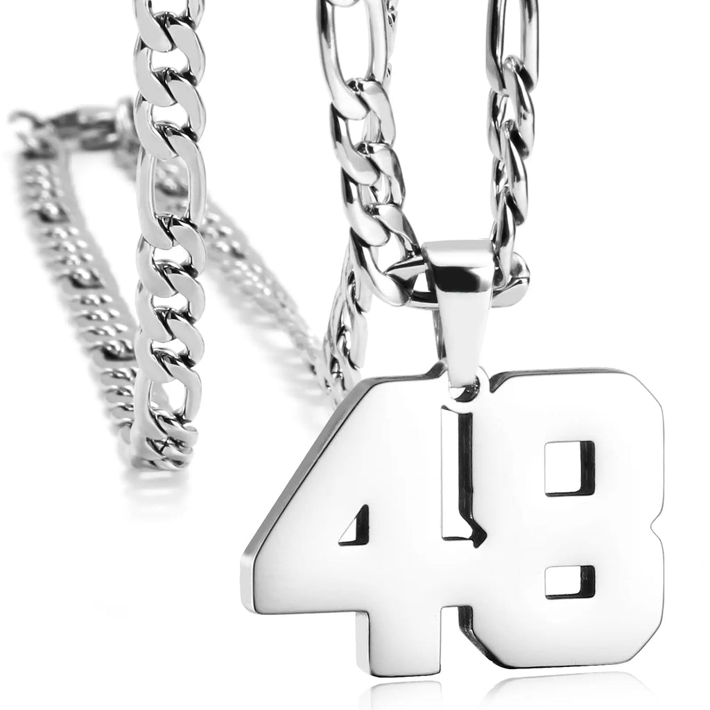 CaptainSteeL Personalized Number Pendant Necklaces for Men - 24in Stainless Steel Chains, Sports Team Inspiration Jewelry Gift, Men's Accessories, Football Drip Accessories, Mens Gifts, Waterproof Wear,sohochic