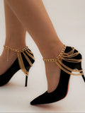 Creative Multi-Layer Chain Fringe Women's Foot Jewelry, Layered Stylish Anklet Accessory, Unique Fashionable Design, Trendy Jewelry, Perfect for Daily Wear