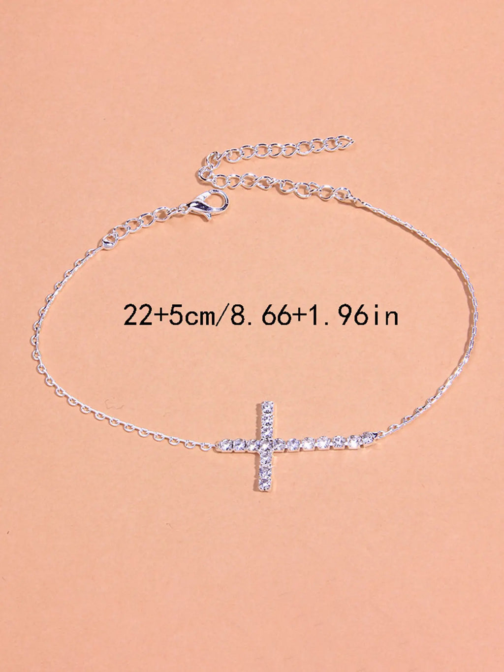 Trendy Cross Anklet Foot Chain, Simple Fashion Creative Single Layer Rhinestone Sparkling Design, Best Selling Accessory for Women, Trendy Jewelry, Fashionable Jewelry Accessories