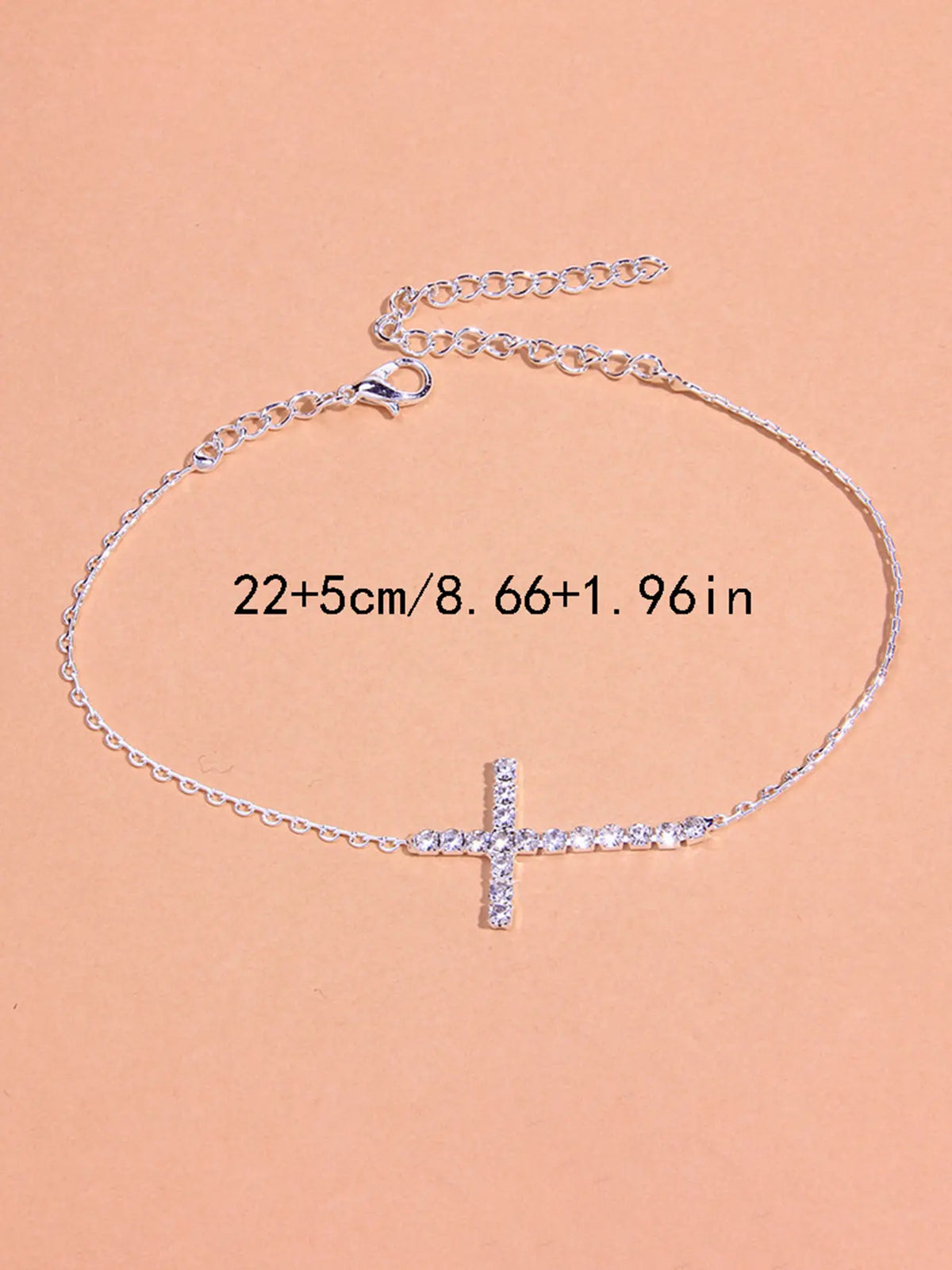 Trendy Cross Anklet Foot Chain, Simple Fashion Creative Single Layer Rhinestone Sparkling Design, Best Selling Accessory for Women, Trendy Jewelry, Fashionable Jewelry Accessories
