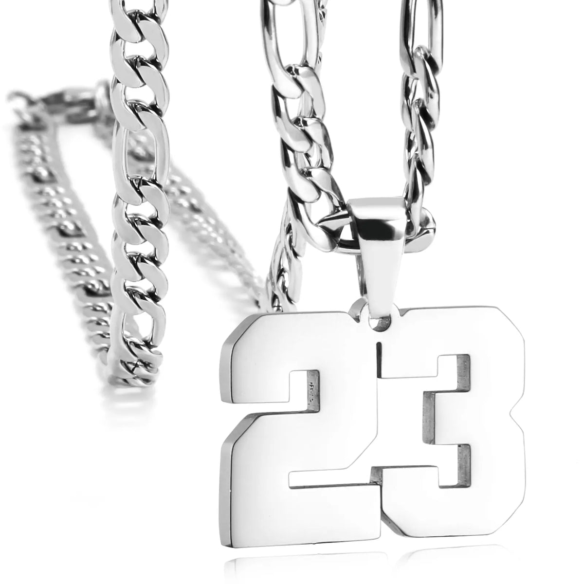 CaptainSteeL Personalized Number Pendant Necklaces for Men - 24in Stainless Steel Chains, Sports Team Inspiration Jewelry Gift, Men's Accessories, Football Drip Accessories, Mens Gifts, Waterproof Wear,sohochic